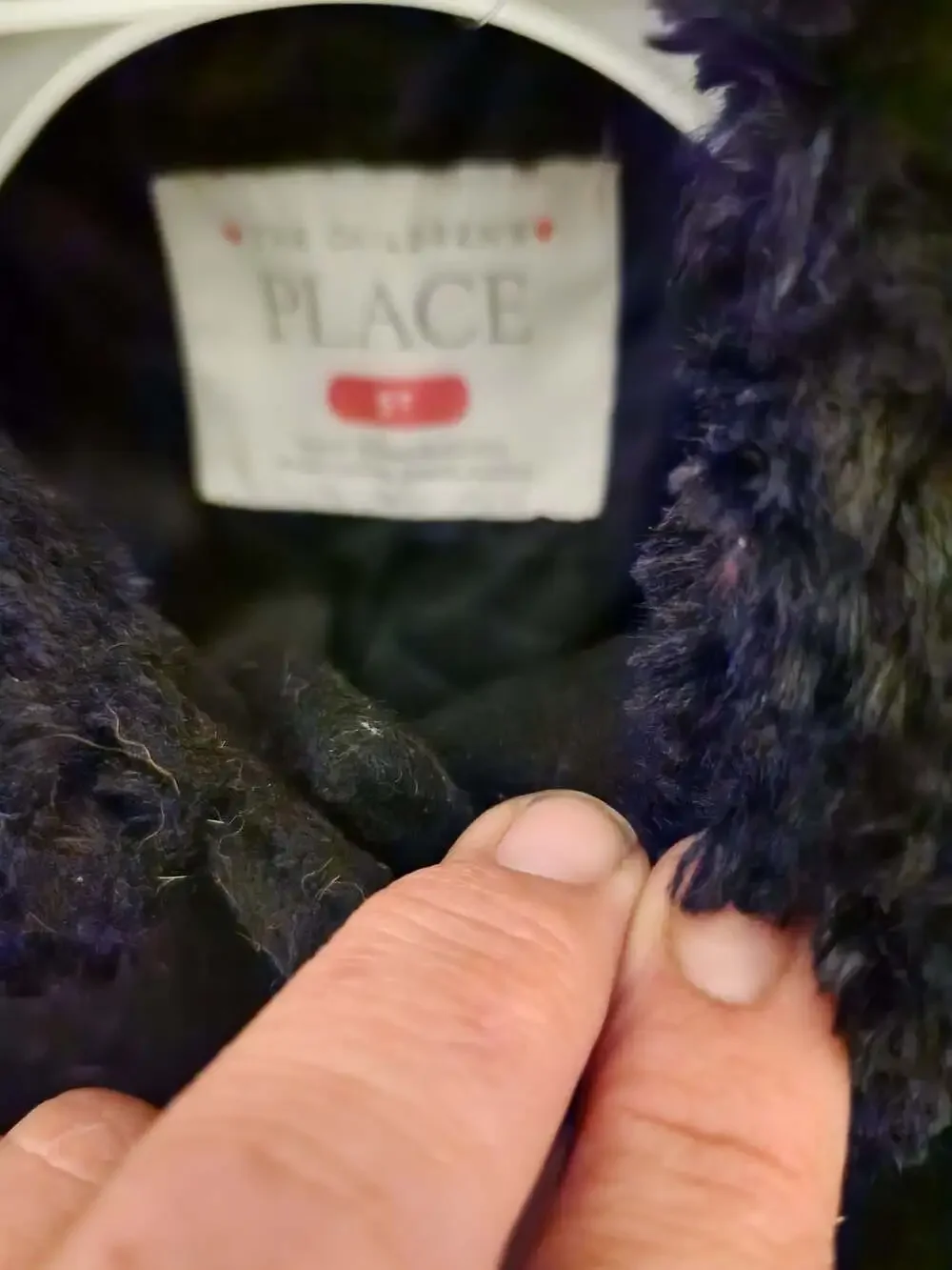The Children's Place Girls Black Faux Fur Collar Coat, Size 5T